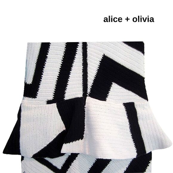 alice + olivia NEW Old Money MONACO Chevron Crochet Peplum Mini Dress XS - Picture 8 of 11